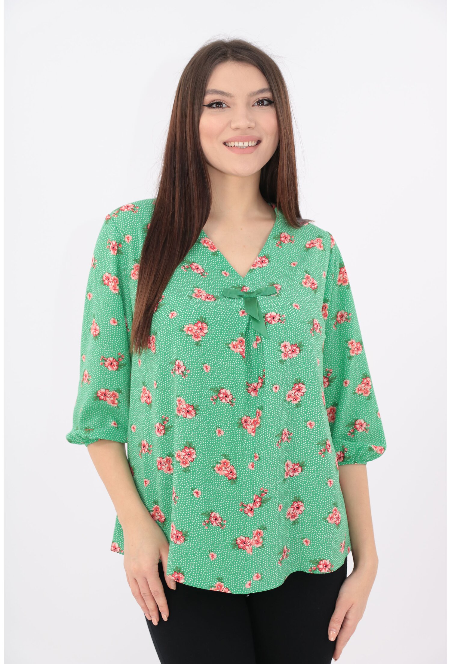 Bluza verde cu print floral