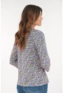 Bluza verde din vascoza cu print floral roz-galben