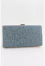 Clutch bleu cu glitter multicolor