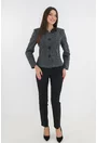 Costum - sacou cu imprimeu gri-negru si pantaloni negri