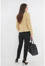 Costum - sacou galben din stofa bucle si pantaloni negri