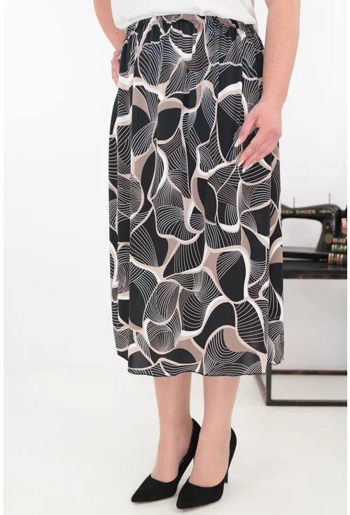 Fusta lejera neagra cu imprimeu geometric bej