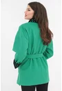 Jacheta oversized verde cu aplicatii din dantela
