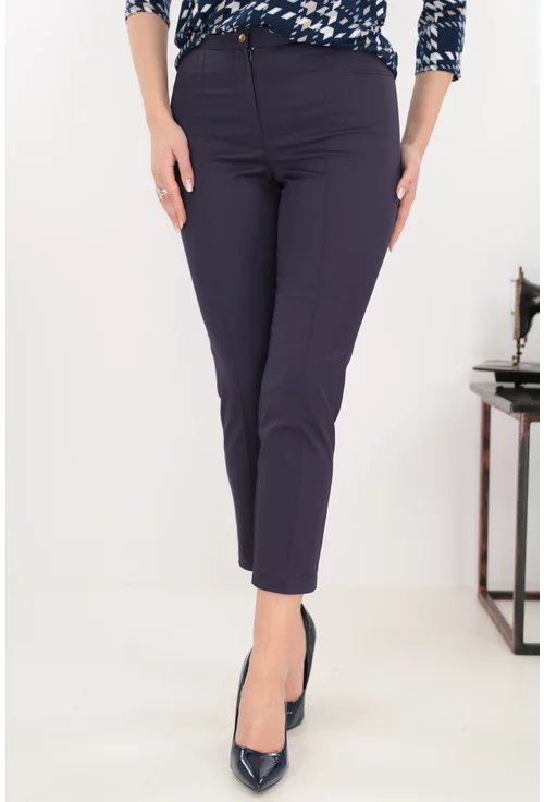 Pantaloni conici 7/8 din stofa violet
