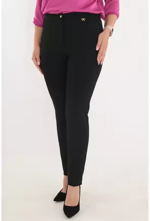 Pantaloni conici lungi din stofa neagra