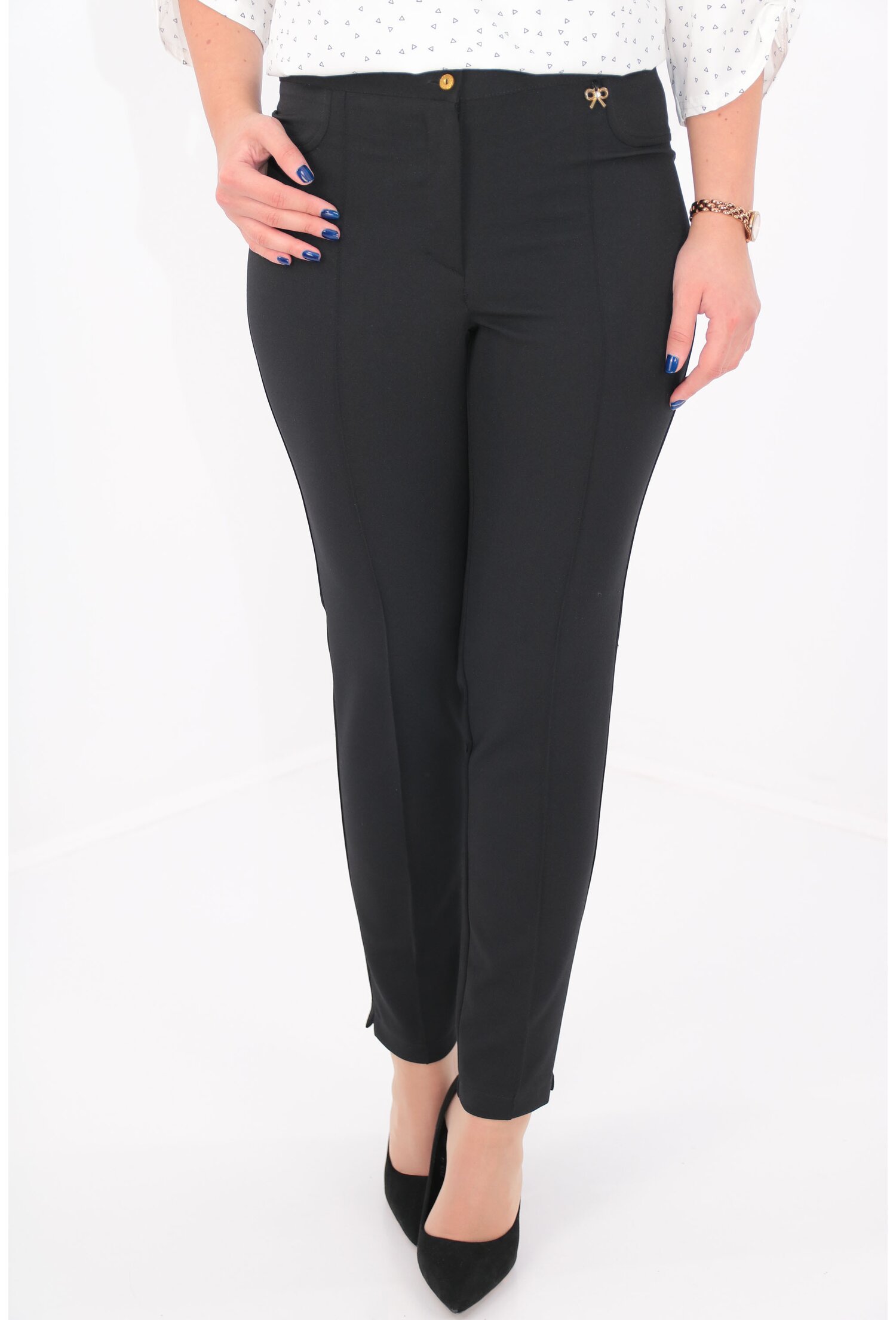 Pantaloni office din stofa neagra