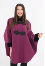 Poncho fucsia din stofa cu 80% lana
