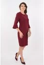 Rochie bordo cu broderie la decolteu