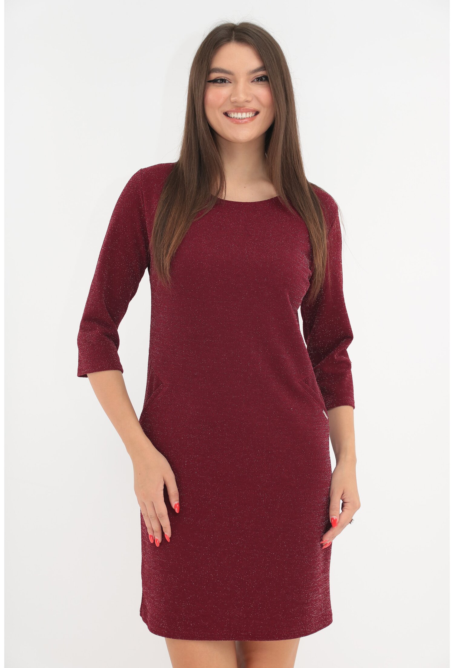 Rochie bordo cu fir stralucitor discret