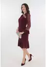 Rochie bordo de ocazie cu broderie si maneci din tull