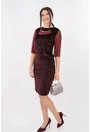 Rochie bordo din catifea cu maneci din voal