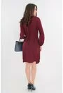 Rochie bordo tip camasa cu nasturi si cordon