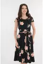 Rochie clos din vascoza neagra cu flori maxi roz