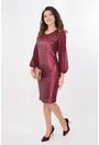 Rochie cu paiete bordo si maneci din tull