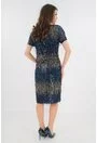 Rochie de ocazie bleumarin cu franjuri si aplicatii din paiete