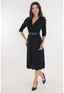 Rochie de ocazie bleumarin cu pliuri si strasuri in talie