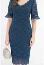 Rochie de ocazie din dantela bleumarin cu glitter