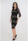 Rochie de ocazie din dantela neagra cu auriu