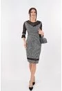 Rochie din brocard negru cu insertii argintii