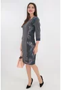 Rochie din jerse gri cu garnituri cu print floral maxi