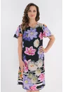 Rochie din matase neagra cu desen floral maxi