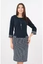 Rochie din stofa bleumarin cu print geometric