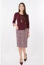 Rochie din stofa bordo cu model geometric