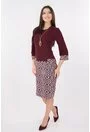 Rochie din stofa bordo cu model geometric