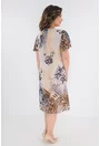 Rochie din voal bej cu tiv bordurat animal print