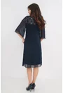 Rochie din voal bleumarin cu broderie florala 3D
