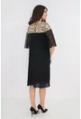 Rochie din voal negru cu broderie florala crem