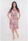 Rochie din voal roz cu imprimeu floral maxi