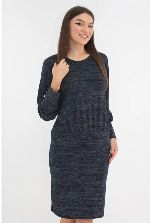 Rochie dreapta bleumarin cu glitter