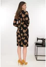 Rochie dreapta neagra cu imprimeu abstract bej