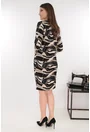 Rochie dreapta neagra cu print abstract bej