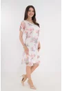 Rochie eleganta alba cu lalele imprimate