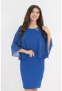 Rochie eleganta albastru regal cu maneci tip fluture din voal