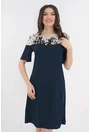 Rochie eleganta bleumarin cu dantela alba