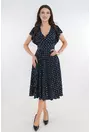 Rochie eleganta clos bleumarin cu print argintiu