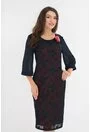 Rochie eleganta din dantela 3D bleumarin