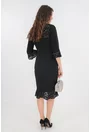 Rochie eleganta din stofa cu dantela neagra cu print floral