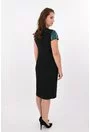 Rochie eleganta din stofa subtire neagra si paiete turcoaz