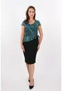 Rochie eleganta din stofa subtire neagra si paiete turcoaz