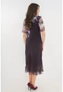 Rochie eleganta din voal violet cu flori gri
