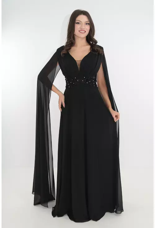 Rochie eleganta lunga din voal negru