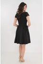 Rochie eleganta neagra cu broderie si cordon in talie
