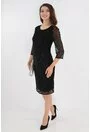 Rochie eleganta neagra cu model 3D din catifea