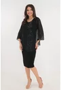 Rochie eleganta neagra cu strasuri si aspect suprapus