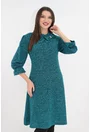 Rochie eleganta turcoaz tricotata cu fir stralucitor si fundita