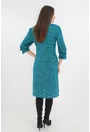 Rochie eleganta turcoaz tricotata cu fir stralucitor si fundita